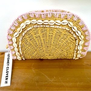 Stoney Clover Lane Small Woven Clutch with Shells